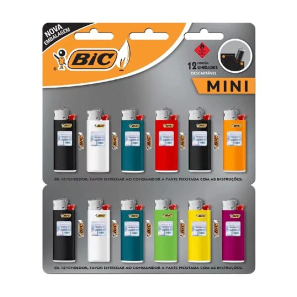 Isqueiro Bic Mini - Cartela C/ 12 isqueiros